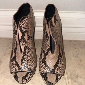Vince Camuto Snakeskin Open-Toe Heeled Boots